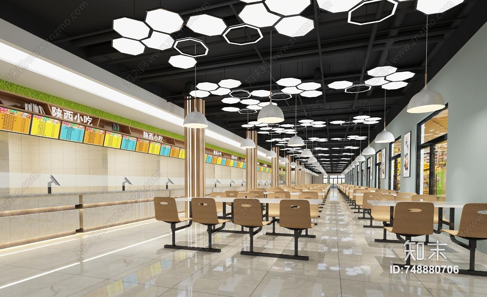 工业风食堂3D模型下载【ID:748880706】