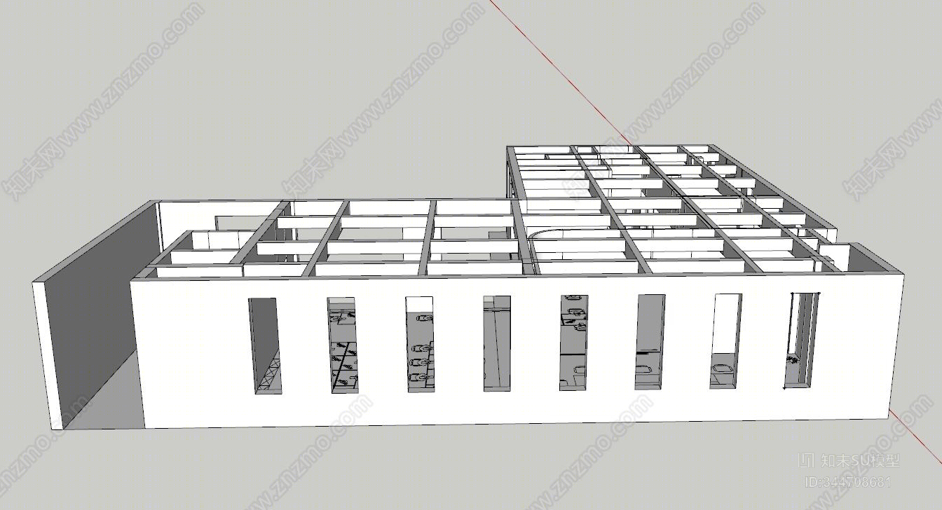 工业风格办公空间SU模型下载【ID:344708681】