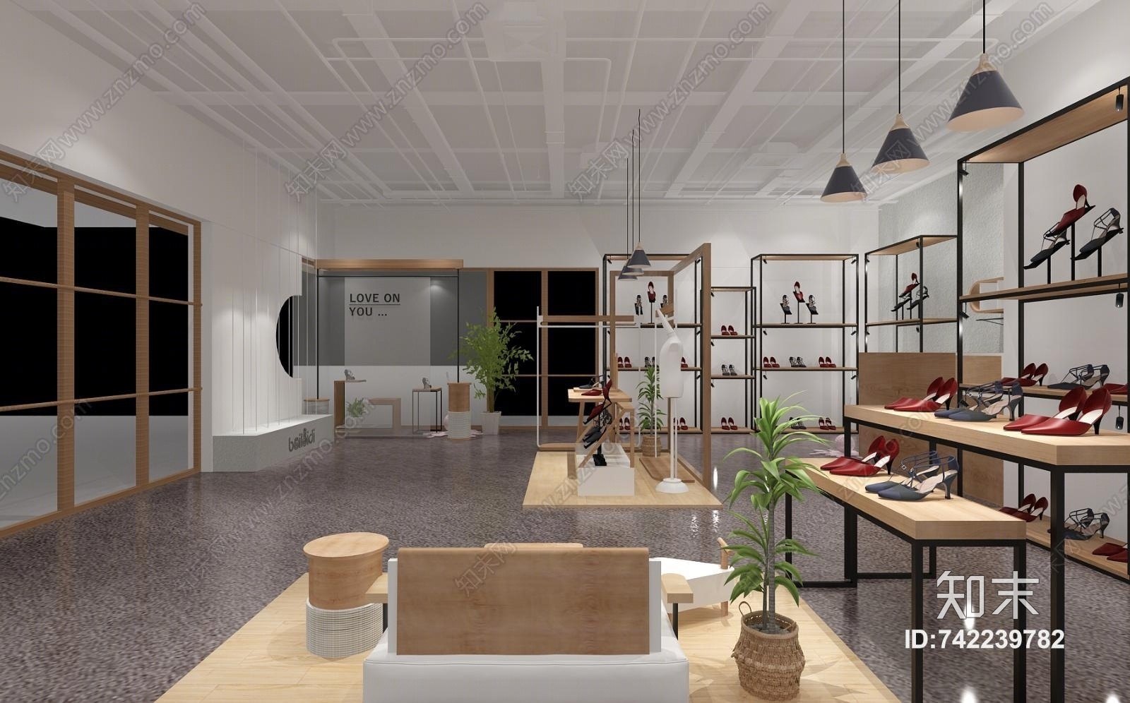 北欧现代鞋店3D模型下载【ID:742239782】