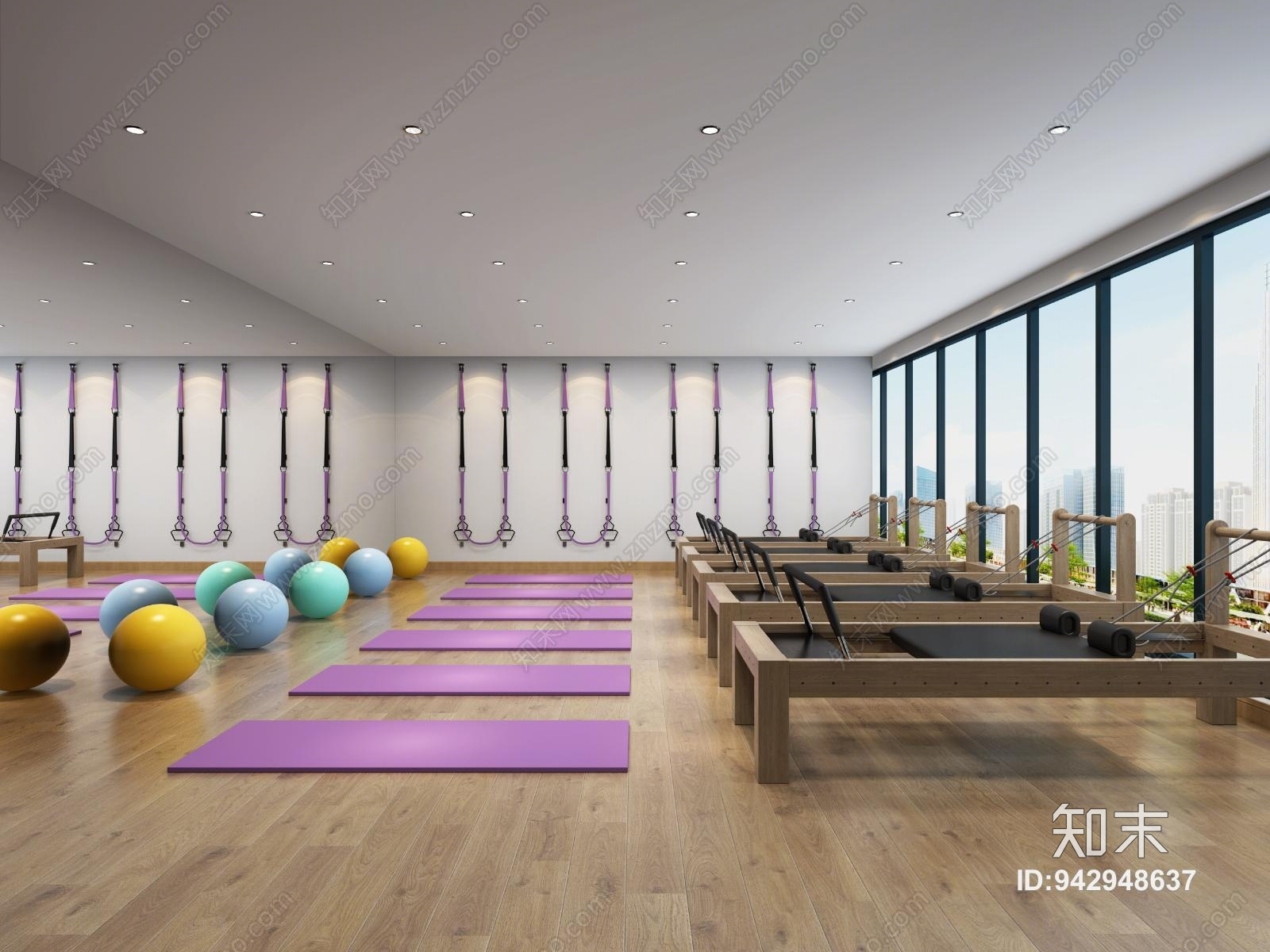 现代瑜伽健身器材3D模型下载【ID:942948637】