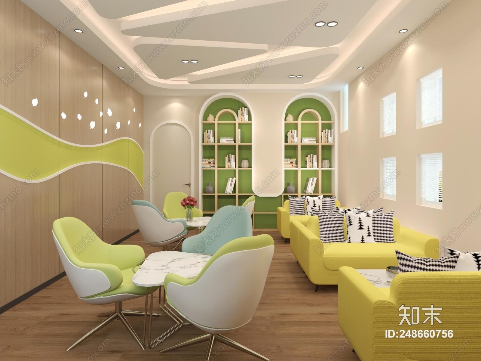 现代休闲书吧3D模型下载【ID:248660756】