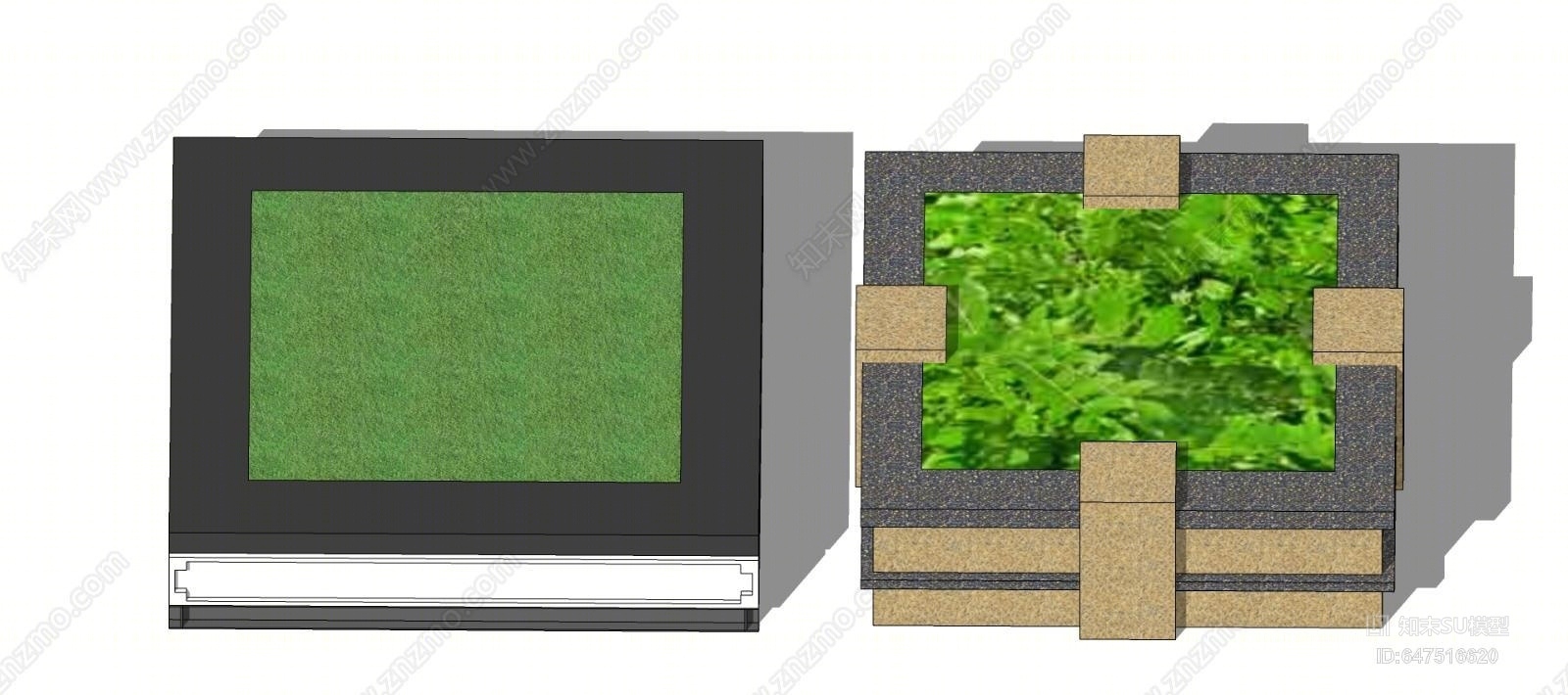 现代方形树池SU模型下载【ID:647516620】