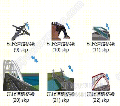 现代道路桥梁SU模型下载【ID:944819295】