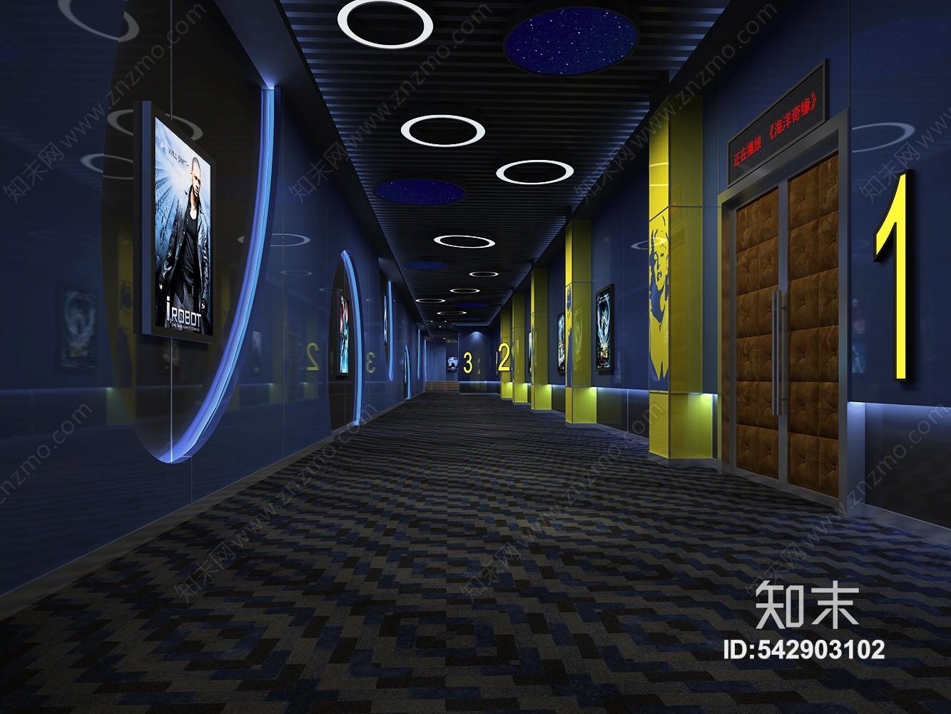 现代影院过道3D模型下载【ID:542903102】