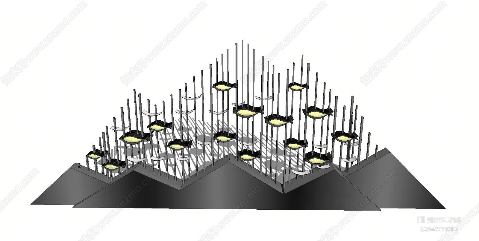 现代山水雕塑SU模型下载【ID:645778683】