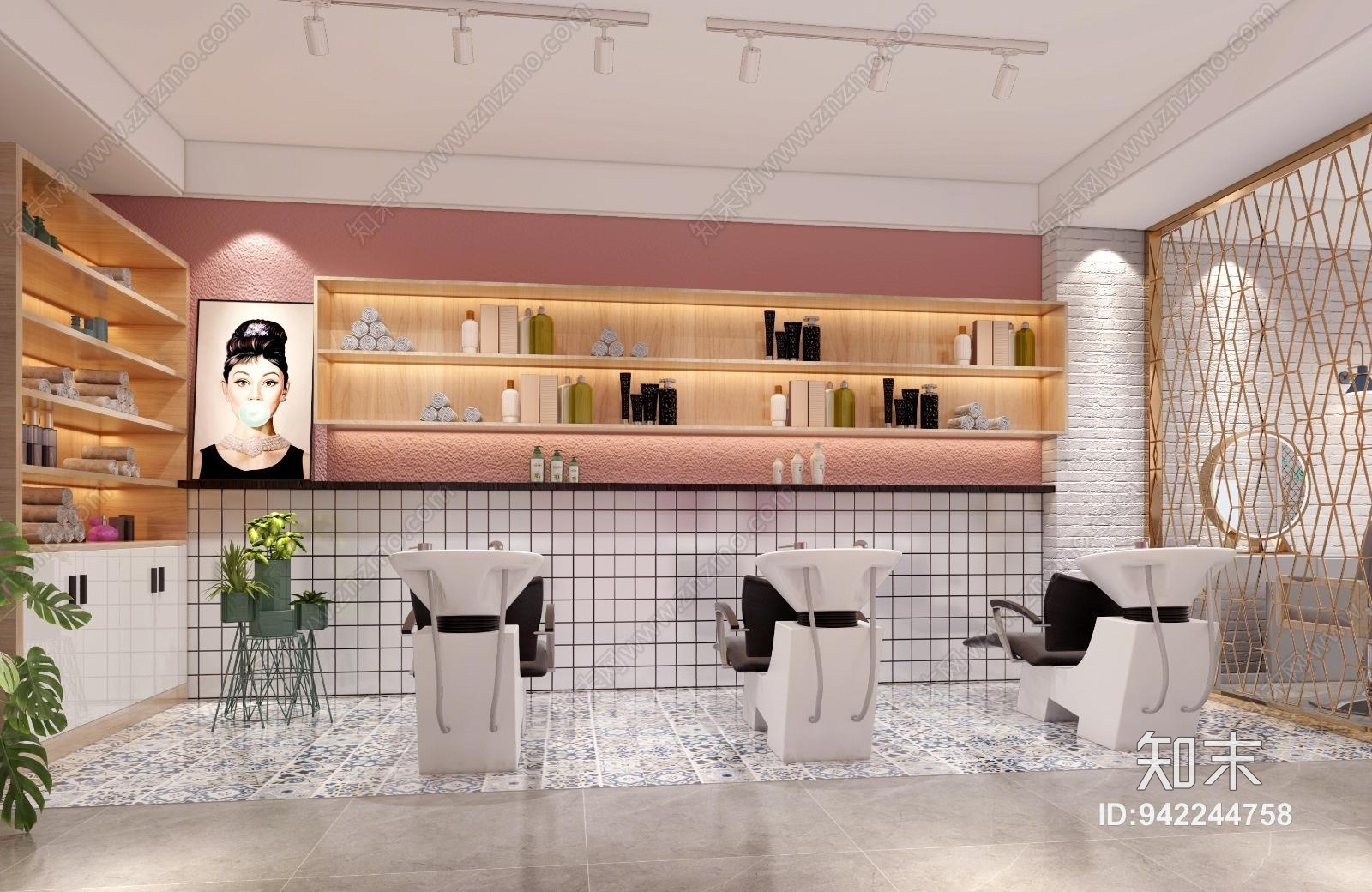 北欧网红理发店美容店3D模型下载【ID:942244758】