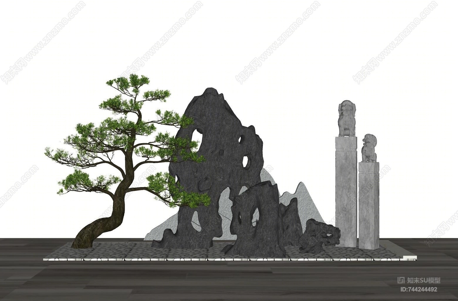 中式松树SU模型下载【ID:744244492】