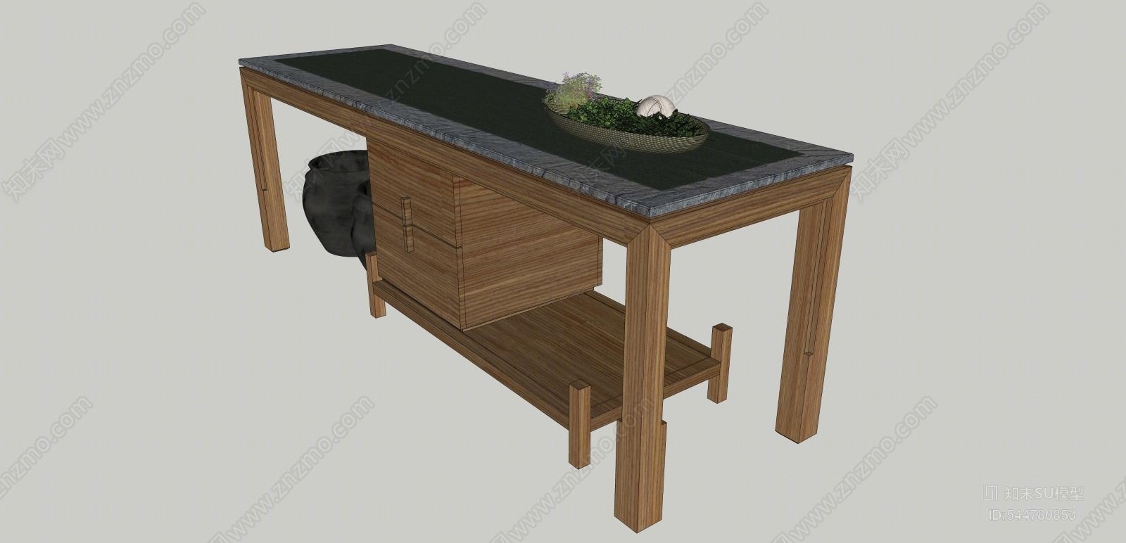 新中式茶展示桌SU模型下载【ID:544780853】