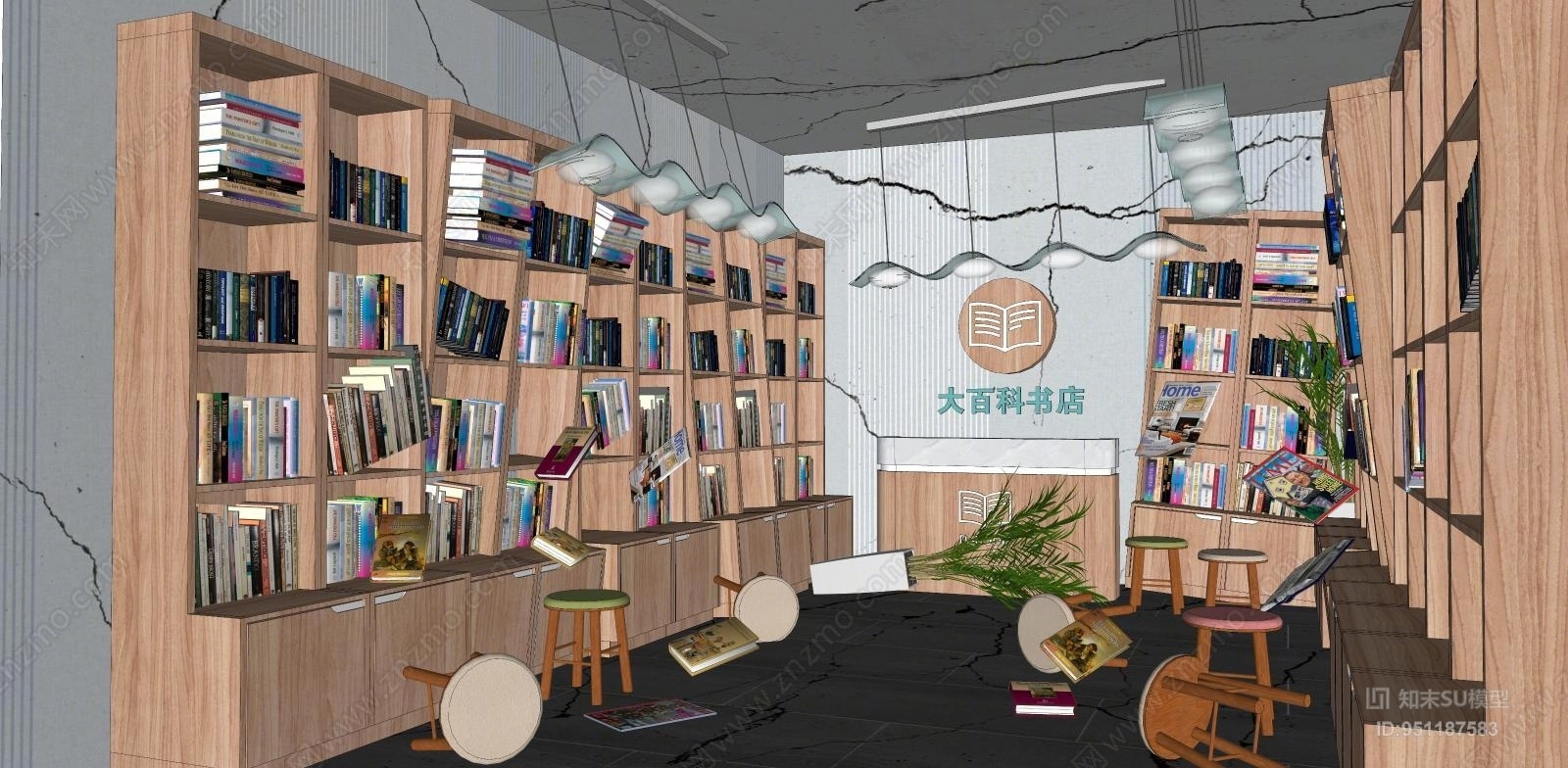 现代风格书店SU模型下载【ID:951187583】