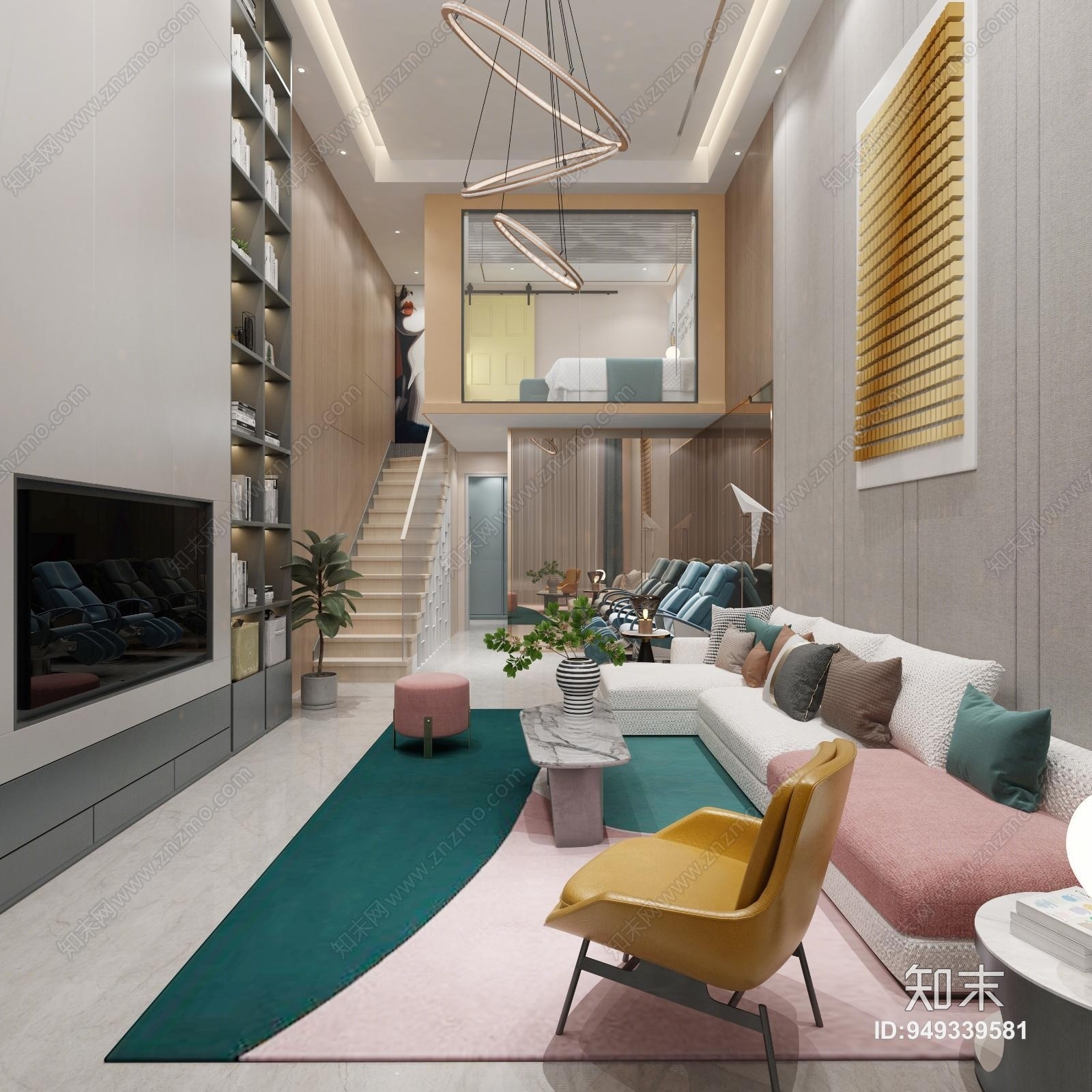 北欧现代美容院床吊灯3D模型下载【ID:949339581】