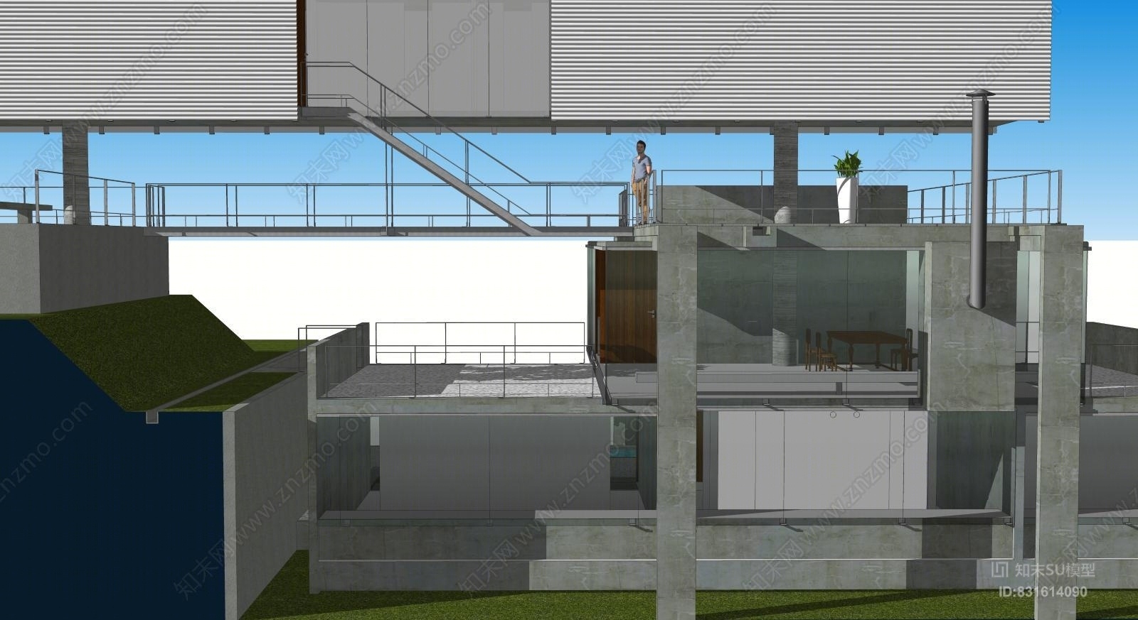 集装箱办公室设计SU模型下载【ID:831614090】