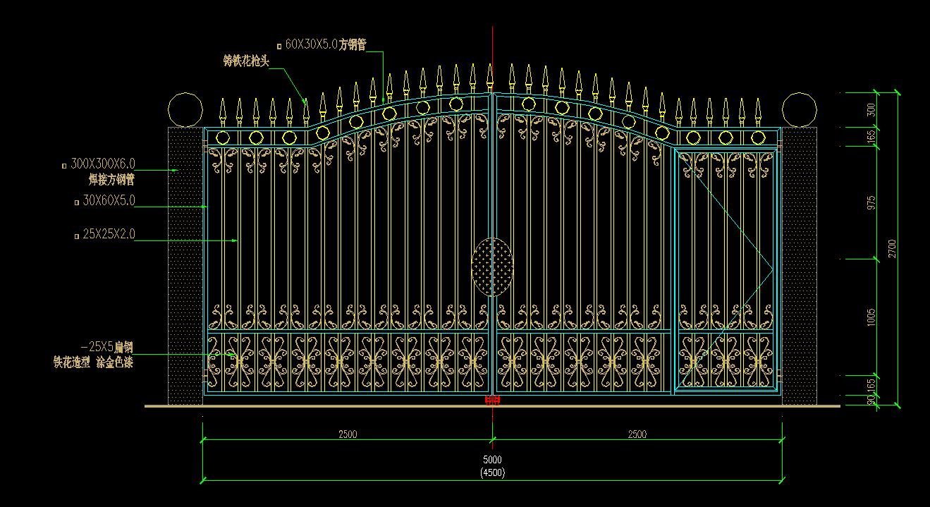 方管铁艺大门设计图纸图片