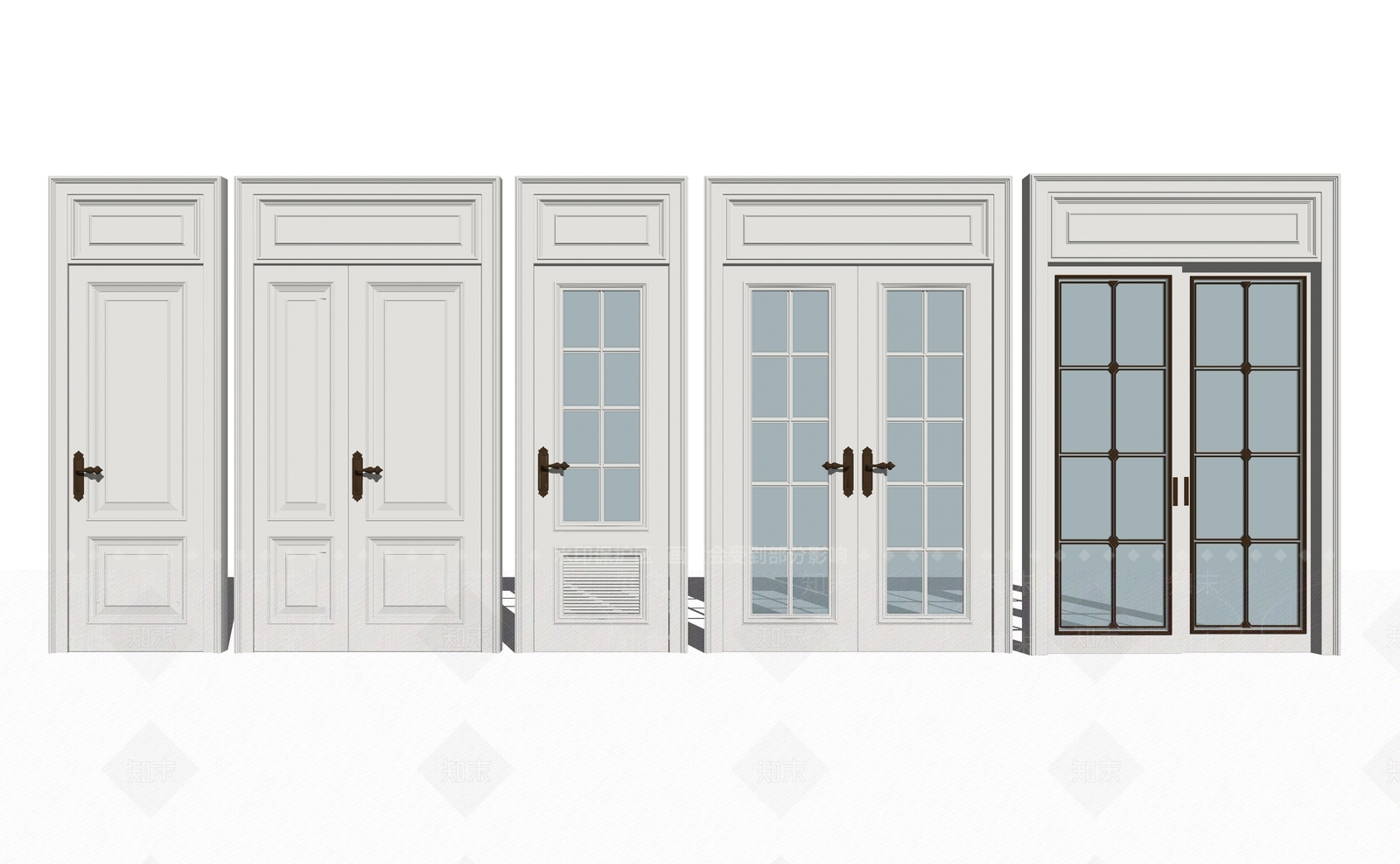 简欧实木门卫生间门推拉门1SU模型下载【ID:233683333】