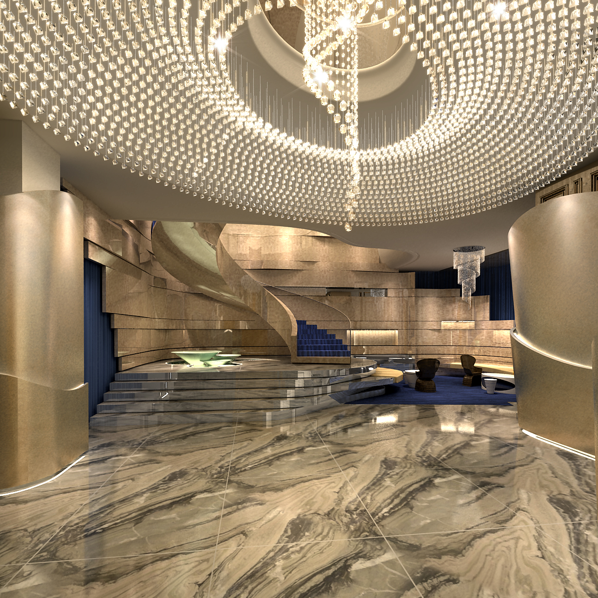 [天津]皇家游艇会餐饮空间设计施工图（附效果图）cad施工图下载【ID:634181733】