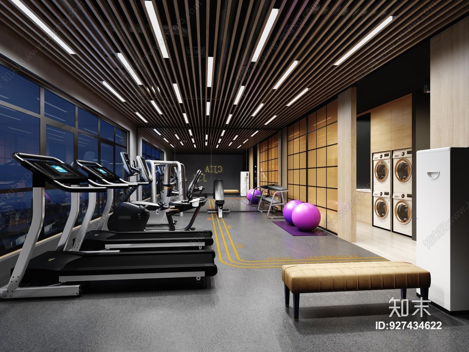现代健身房器械3D模型下载【ID:927434622】