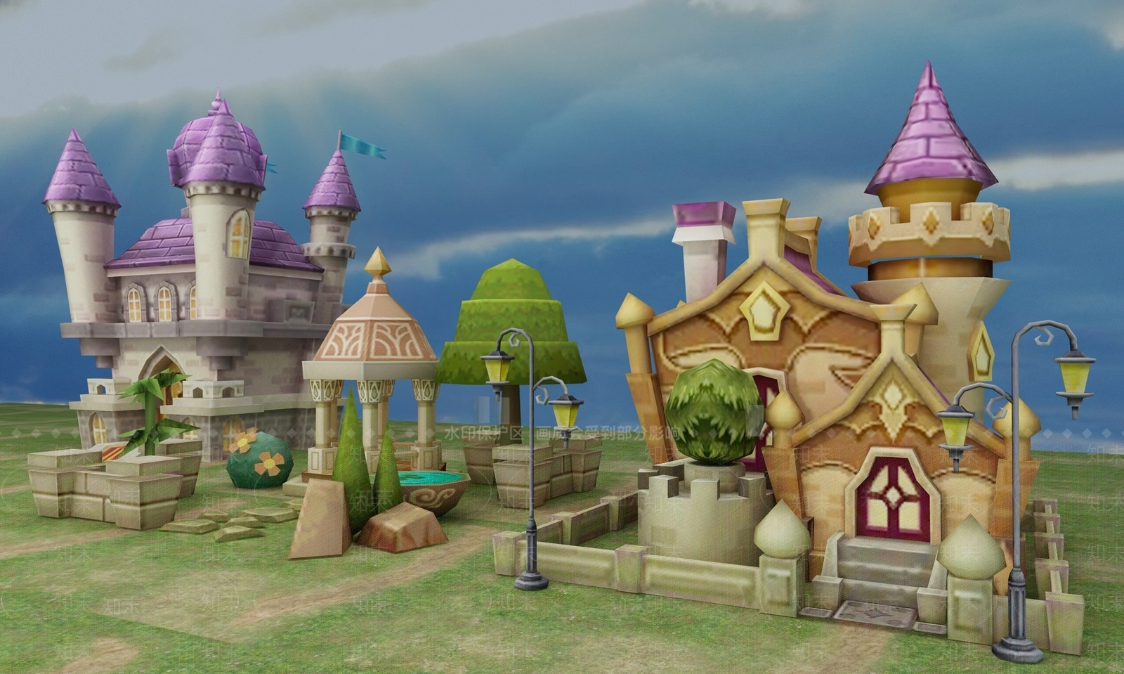 现代游戏卡通城堡3D模型下载【ID:833153070】