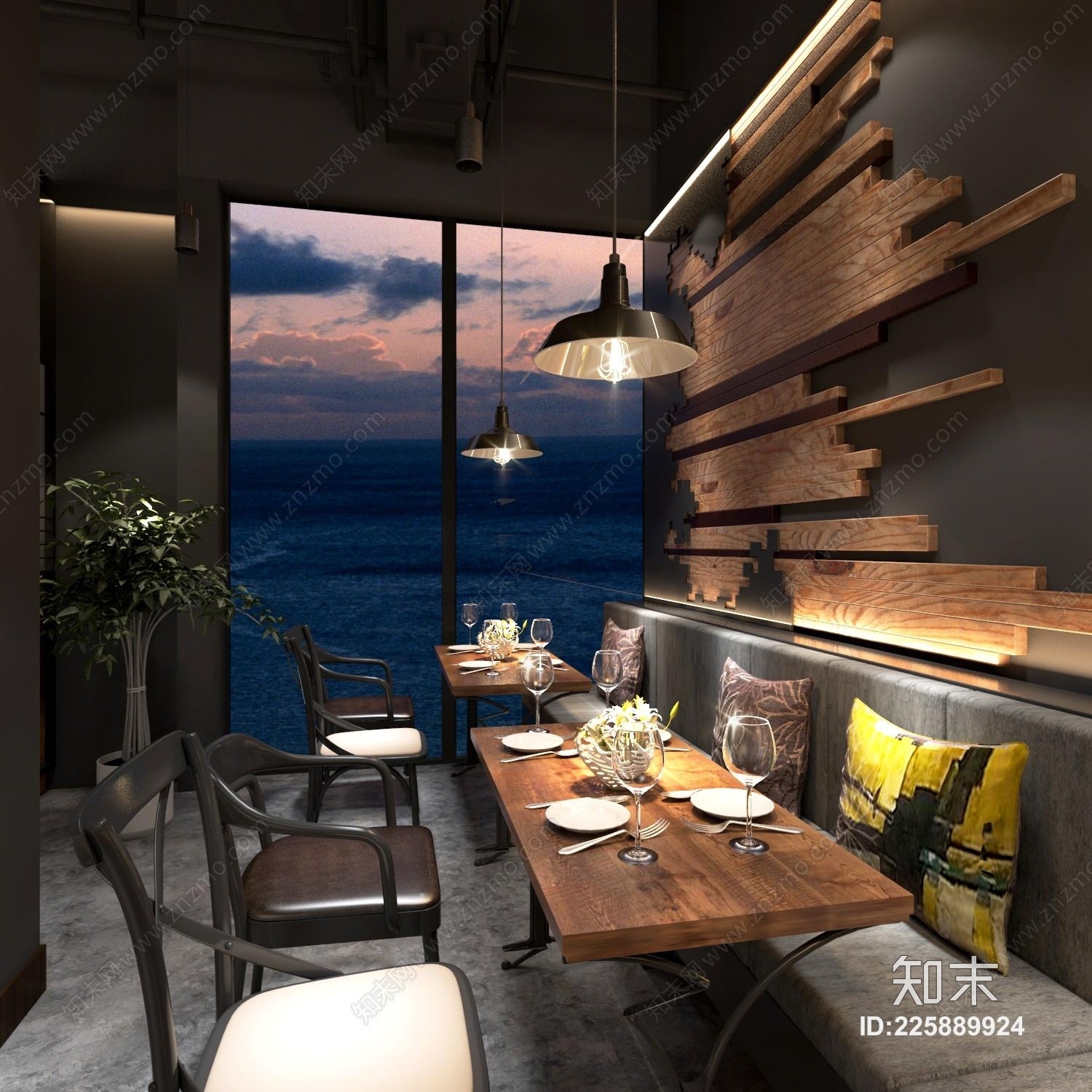 现代西餐厅3D模型下载【ID:225889924】