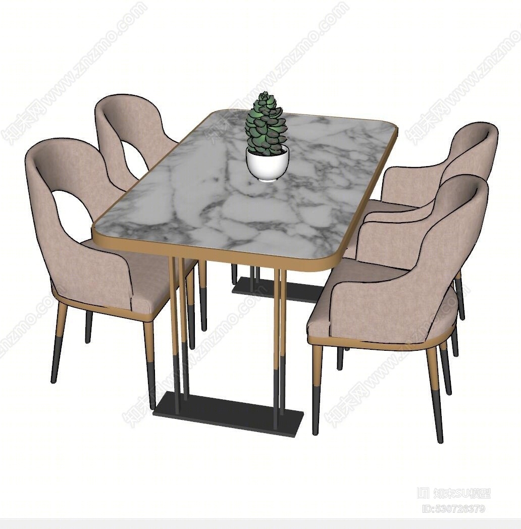四人餐桌su模型下载【id:530726379】