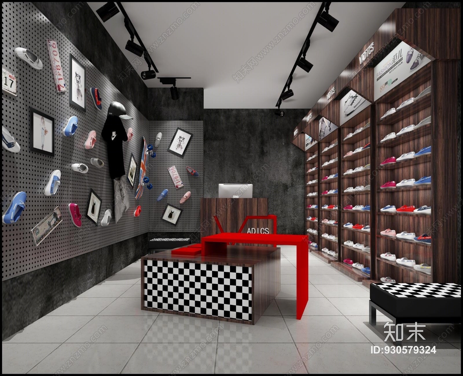 工业风专卖鞋店3D模型下载【ID:930579324】