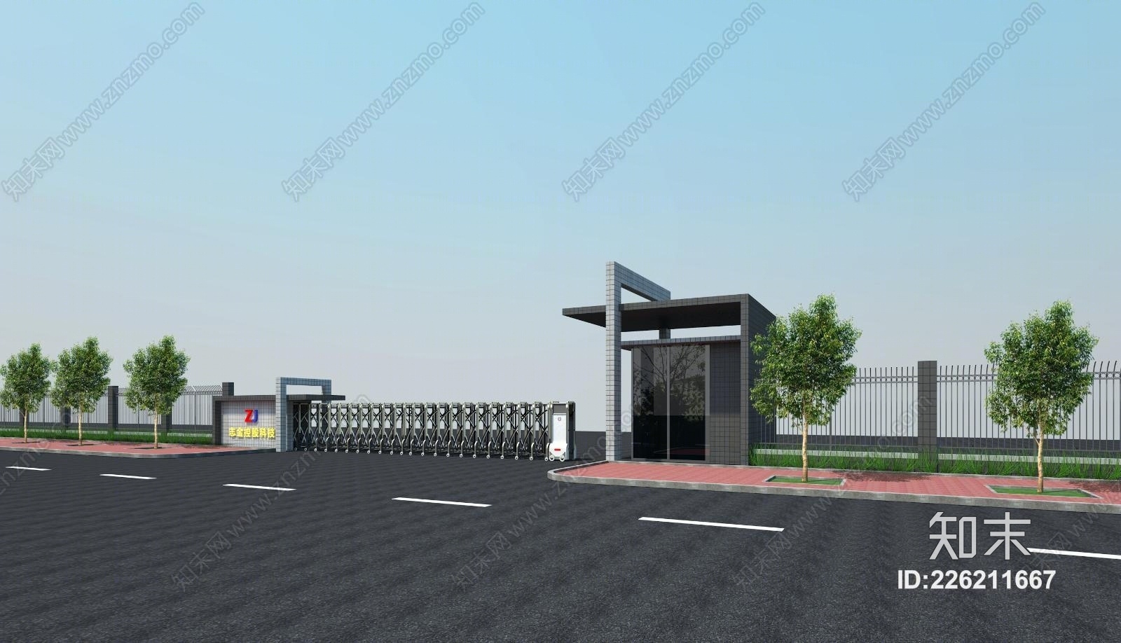 现代公司工厂门口自动门3D模型下载【ID:226211667】