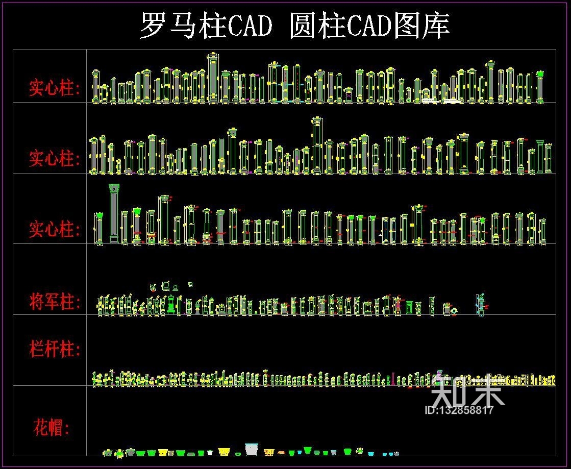 罗马柱CAD施工图下载【ID:132858817】