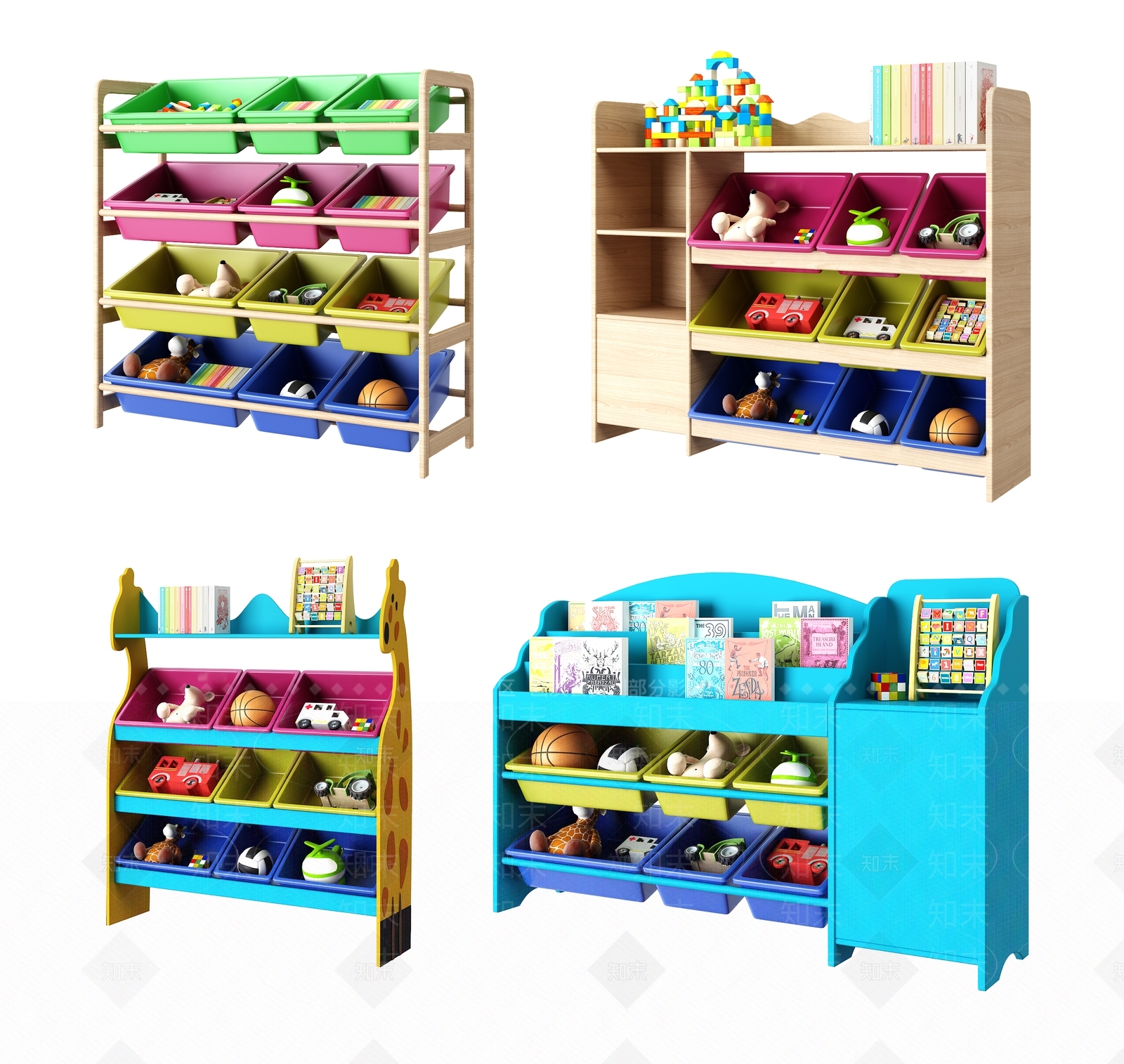儿童玩具收纳柜3D模型下载【ID:933115733】