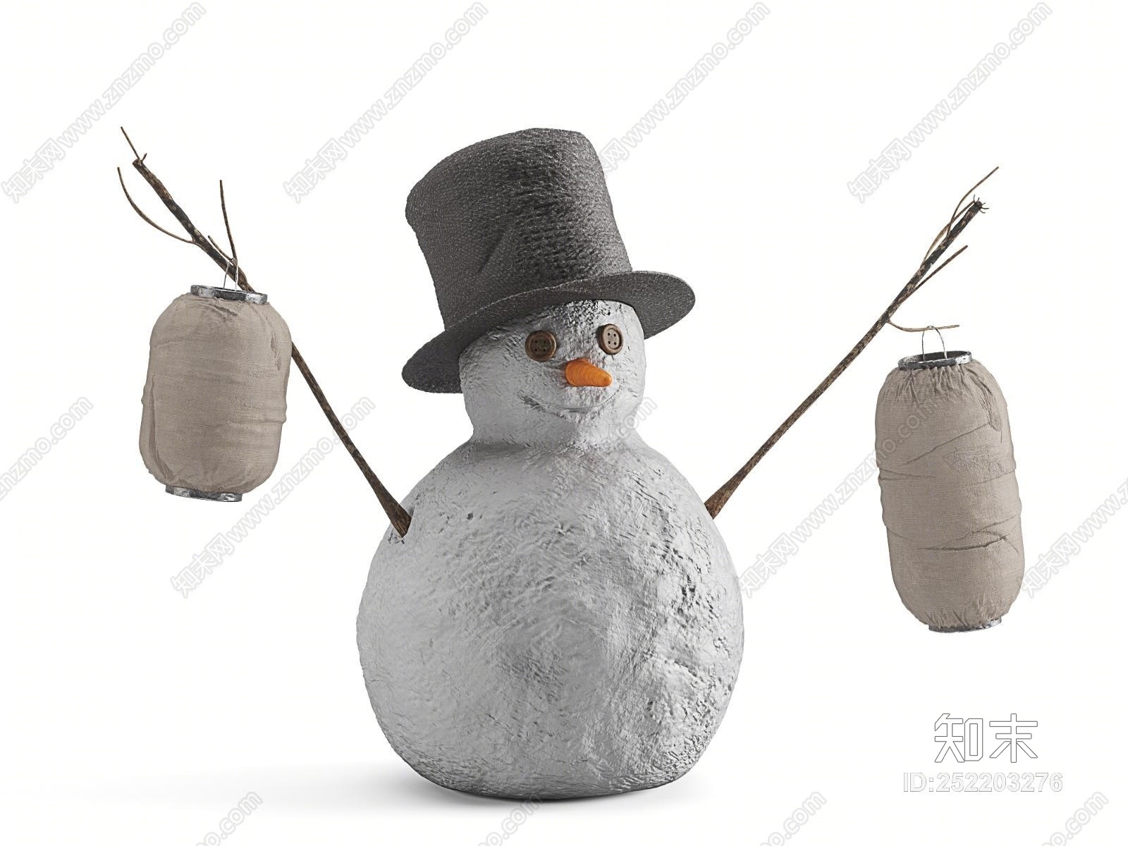 现代圣诞雪人3D模型下载【ID:252203276】