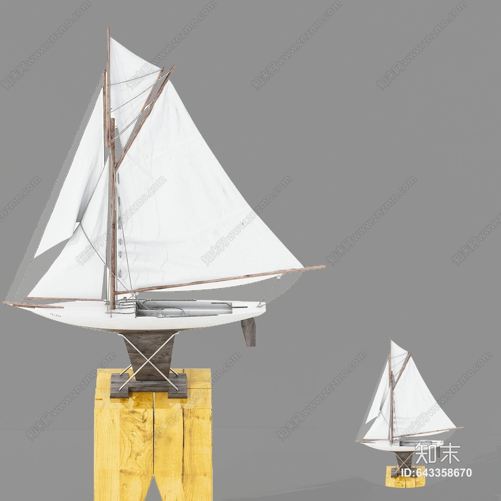现代摆件饰品帆船3D模型下载【ID:643358670】