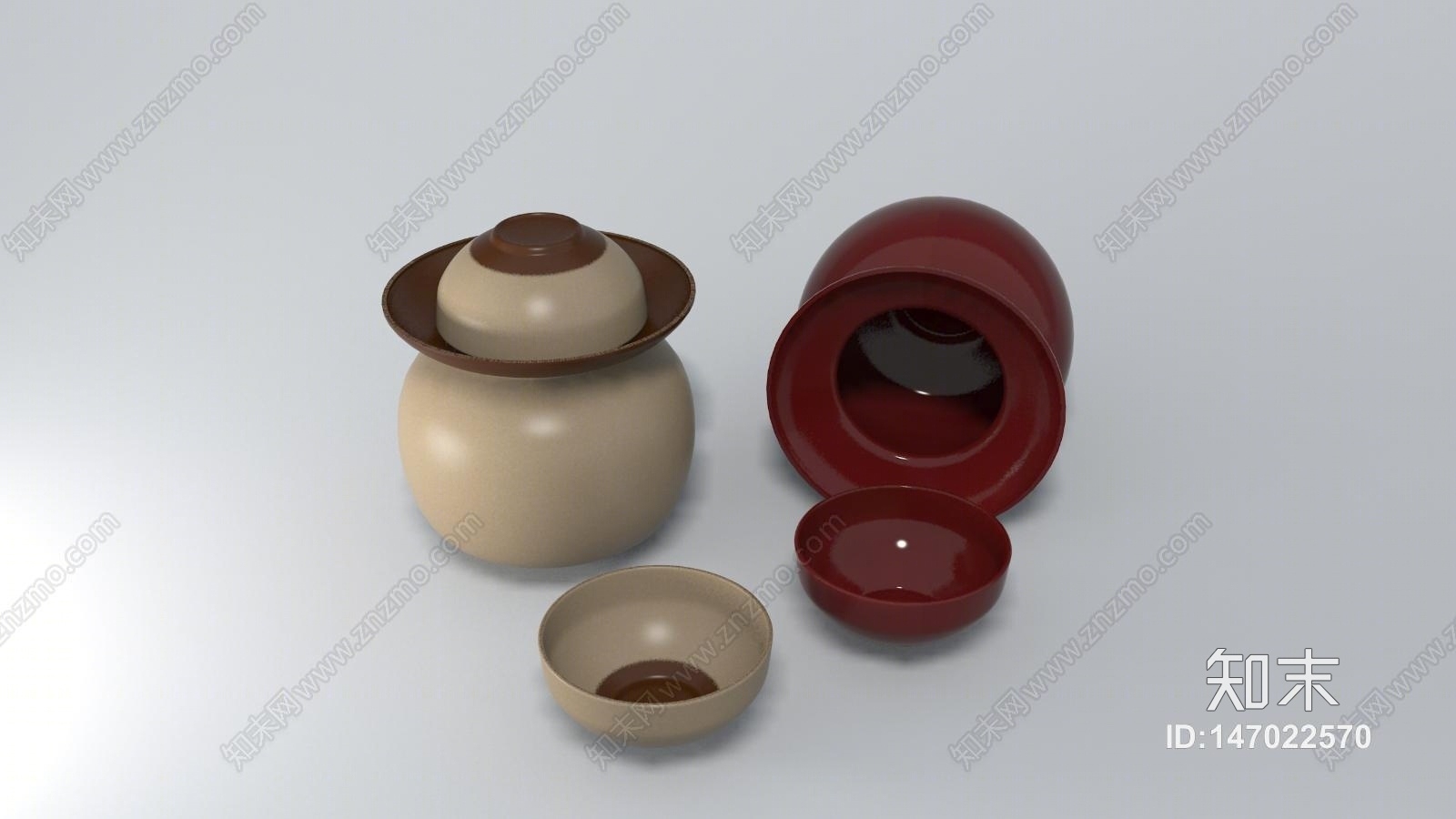 新中式厨房泡菜坛子3D模型下载【ID:147022570】