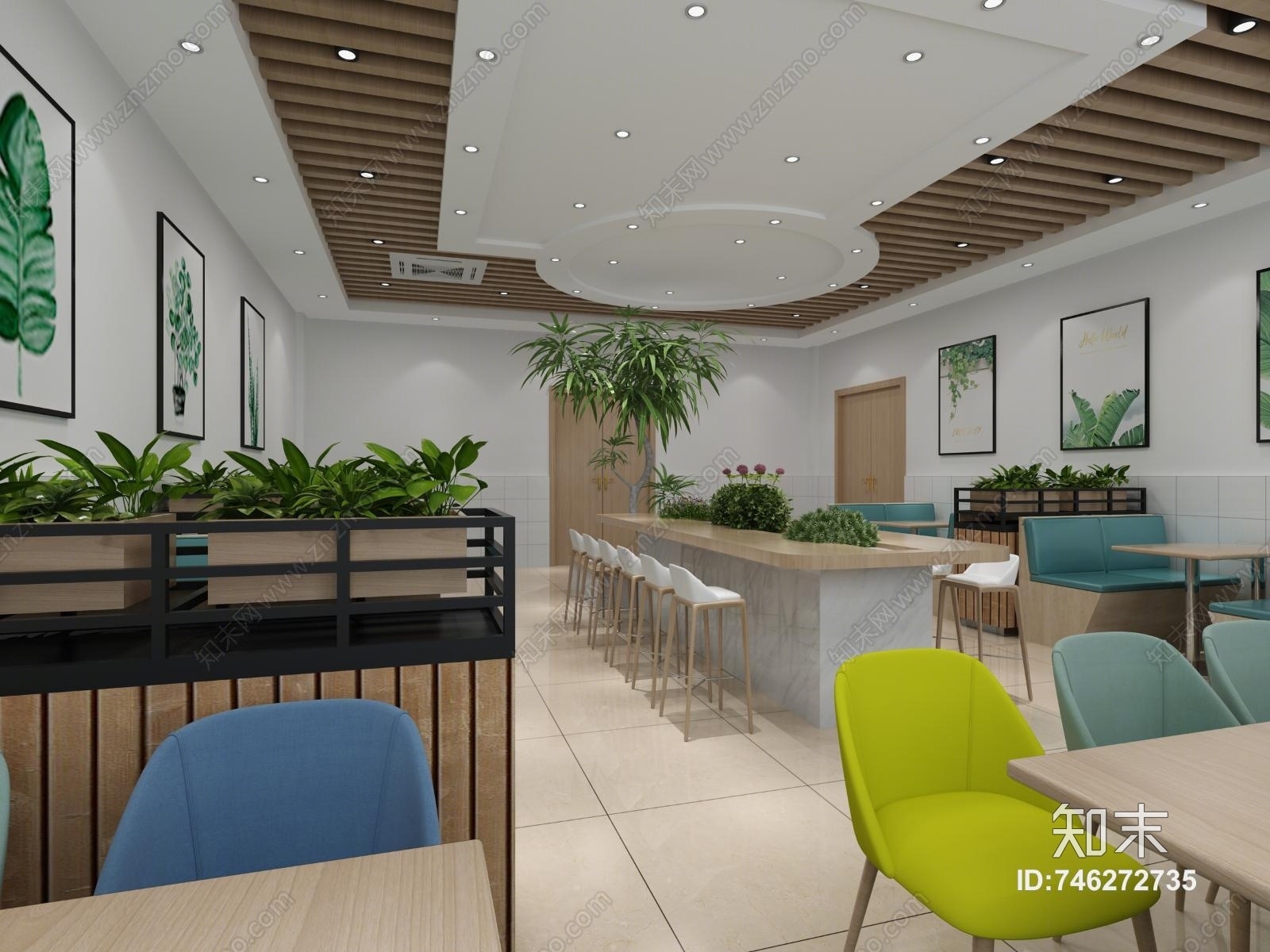 现代餐厅3D模型下载【ID:746272735】