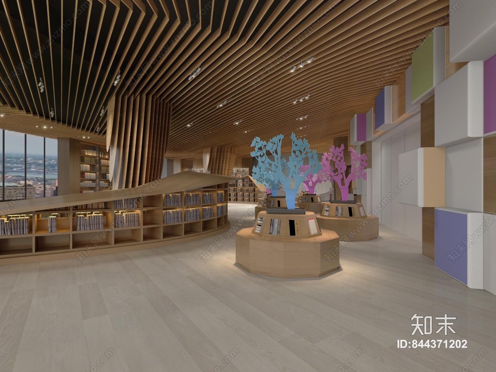 现代图书馆3D模型下载【ID:844371202】