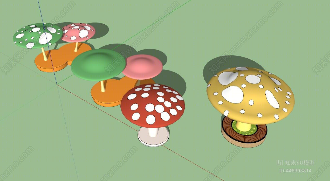现代蘑菇亭子SU模型下载【ID:446903814】