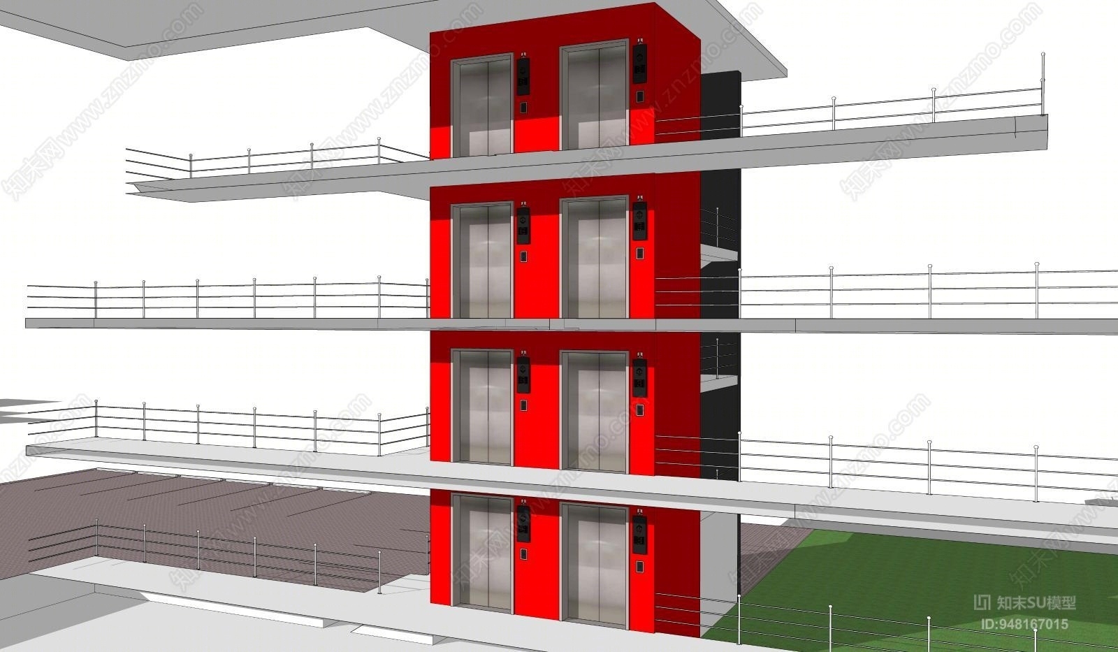 现代风格观光电梯SU模型下载【ID:948167015】
