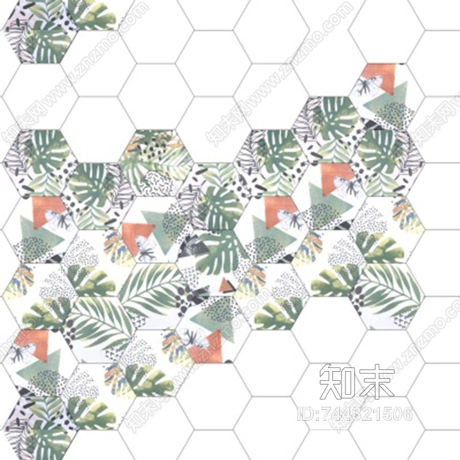 动植物六角砖贴图下载【ID:744321506】
