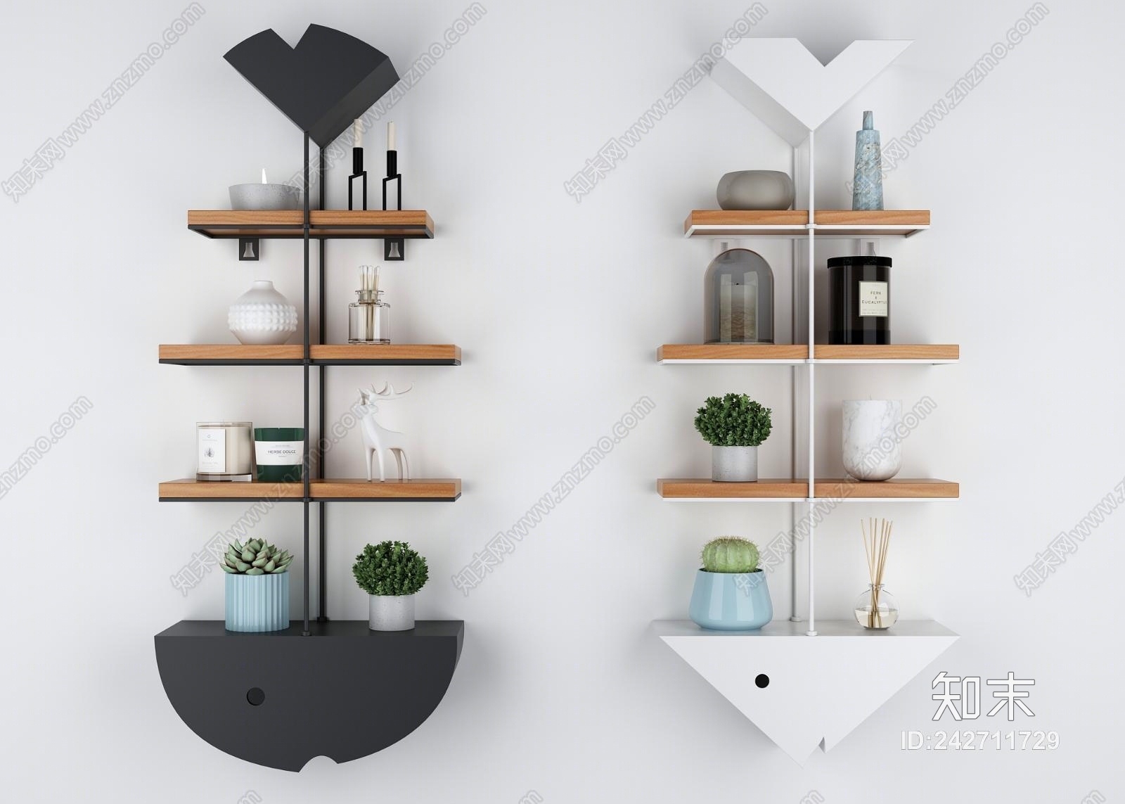 北欧鱼骨造型墙面3D模型下载【ID:242711729】
