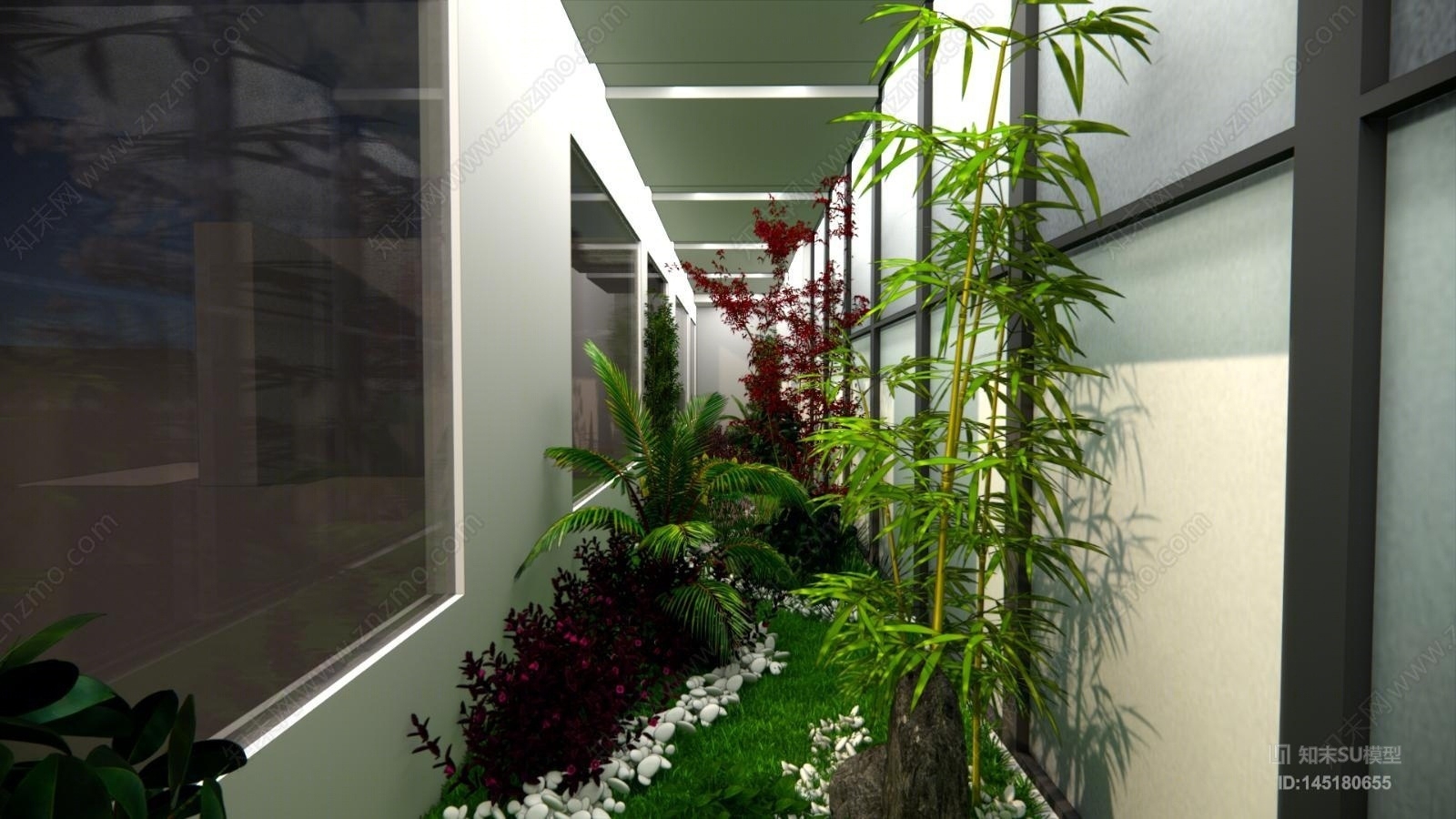 现代过道景观SU模型下载【ID:145180655】