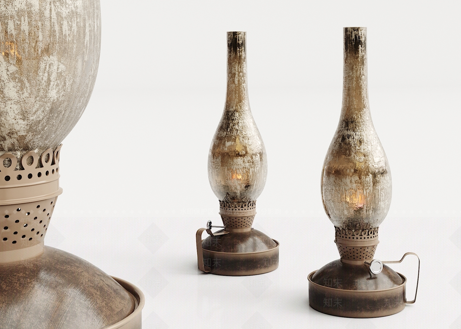 工业风煤油灯台灯3D模型下载【ID:634756197】