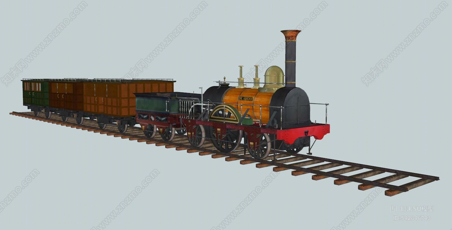 工业风格蒸汽机车SU模型下载【ID:542846743】