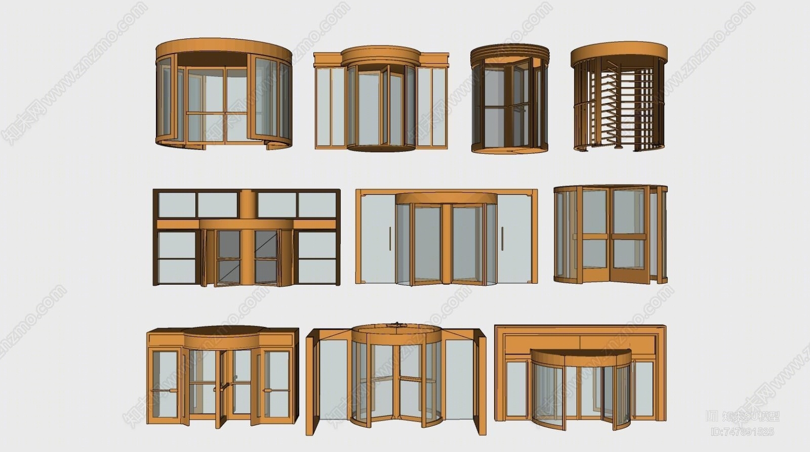 现代旋转门SU模型下载【ID:747891525】