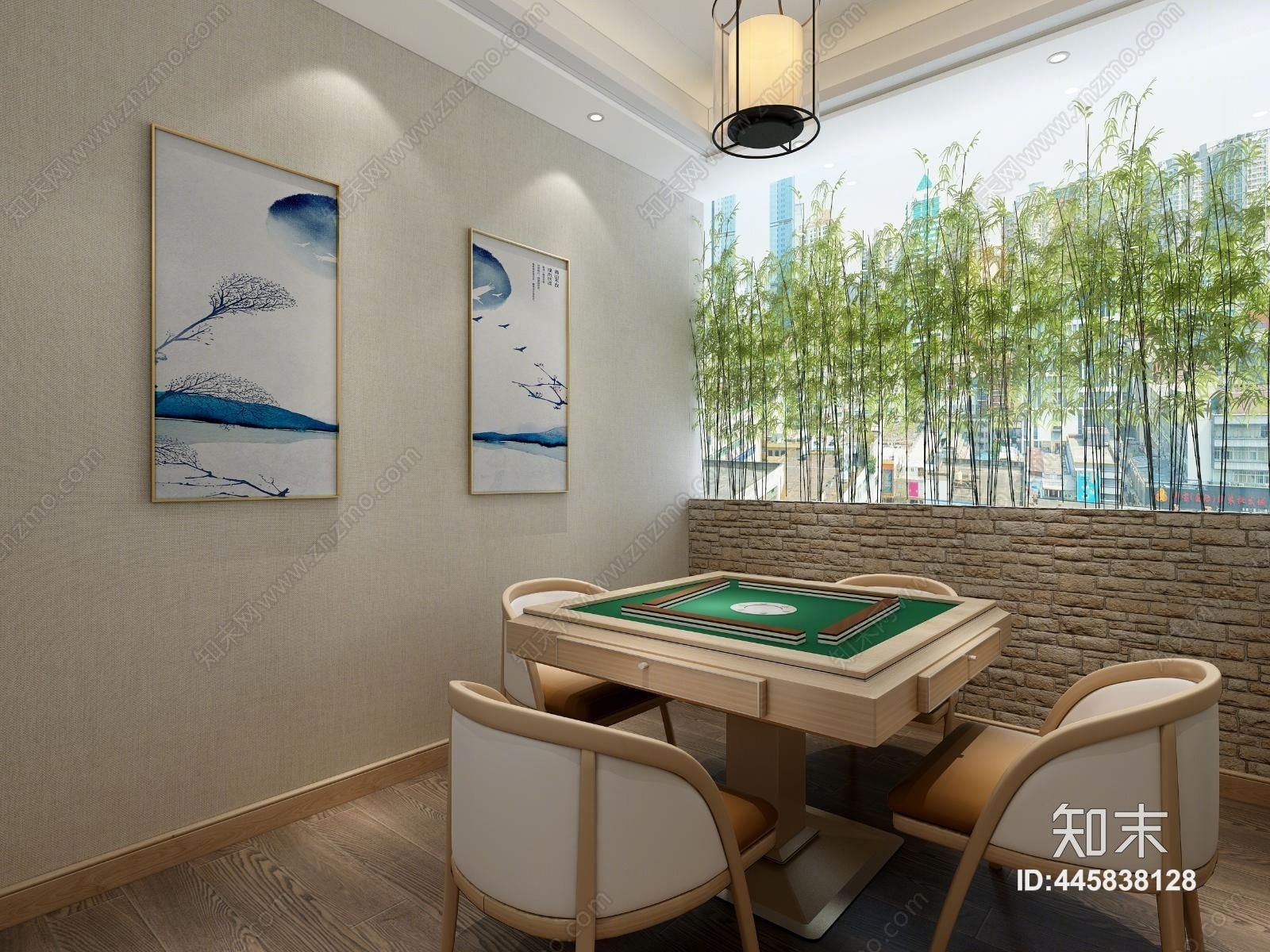 新中式茶楼棋牌室3D模型下载【ID:445838128】