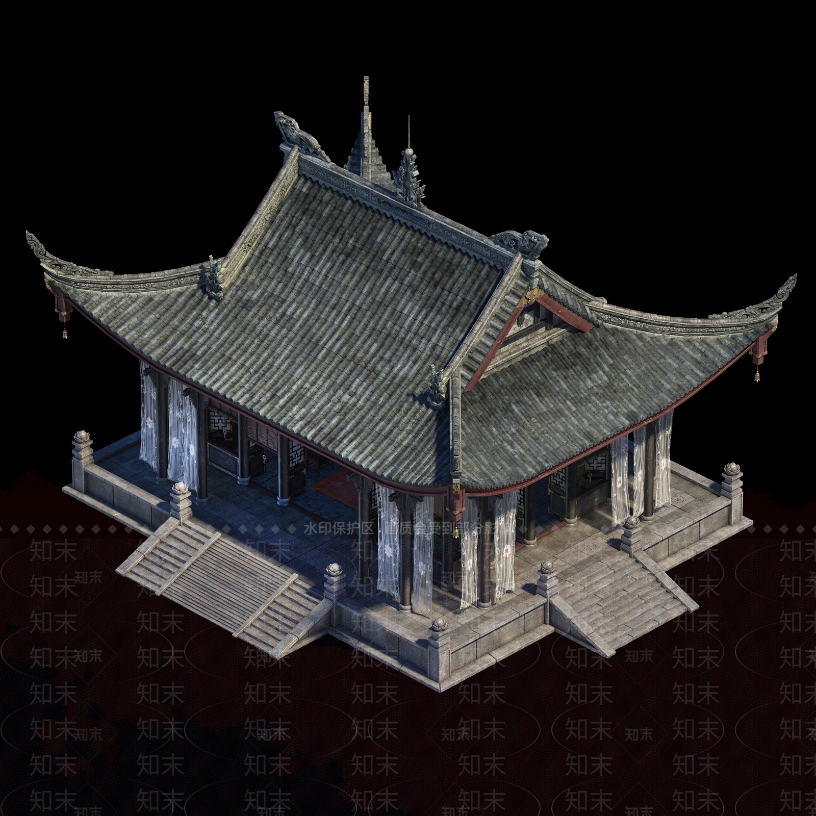现代游戏古建3D模型下载【ID:233629860】