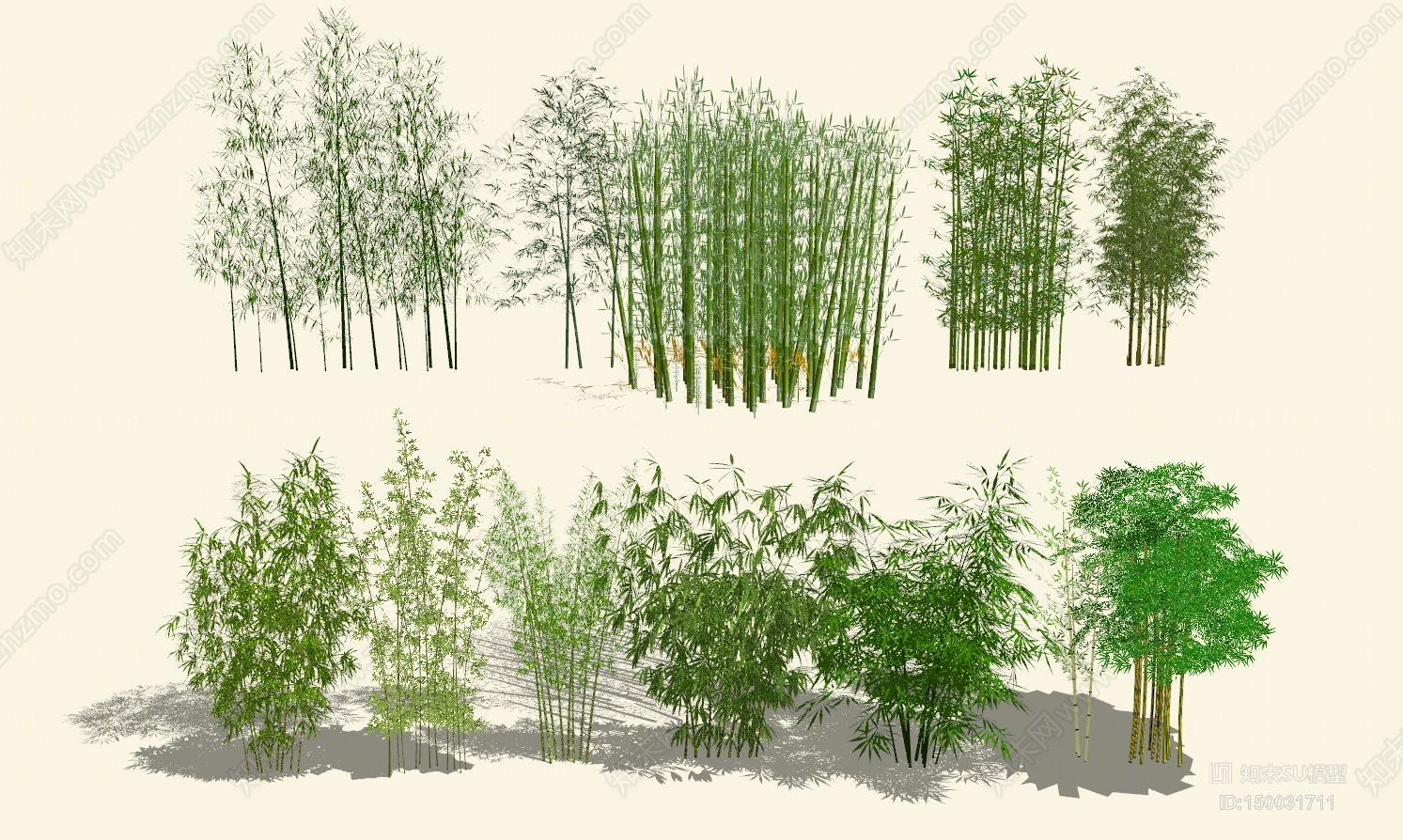 现代风格竹子SU模型下载【ID:150031711】