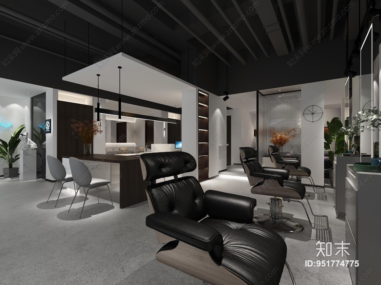 现代风格理发店3D模型下载【ID:951774775】