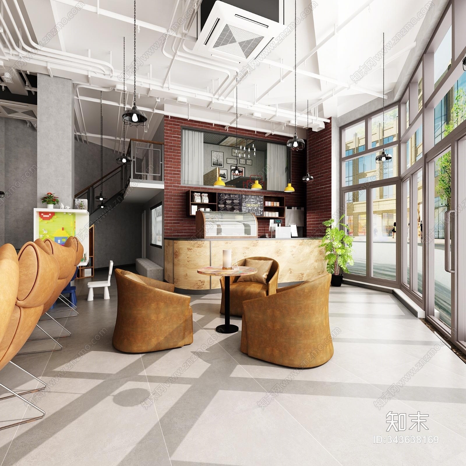工业风茶餐厅3D模型下载【ID:343638169】
