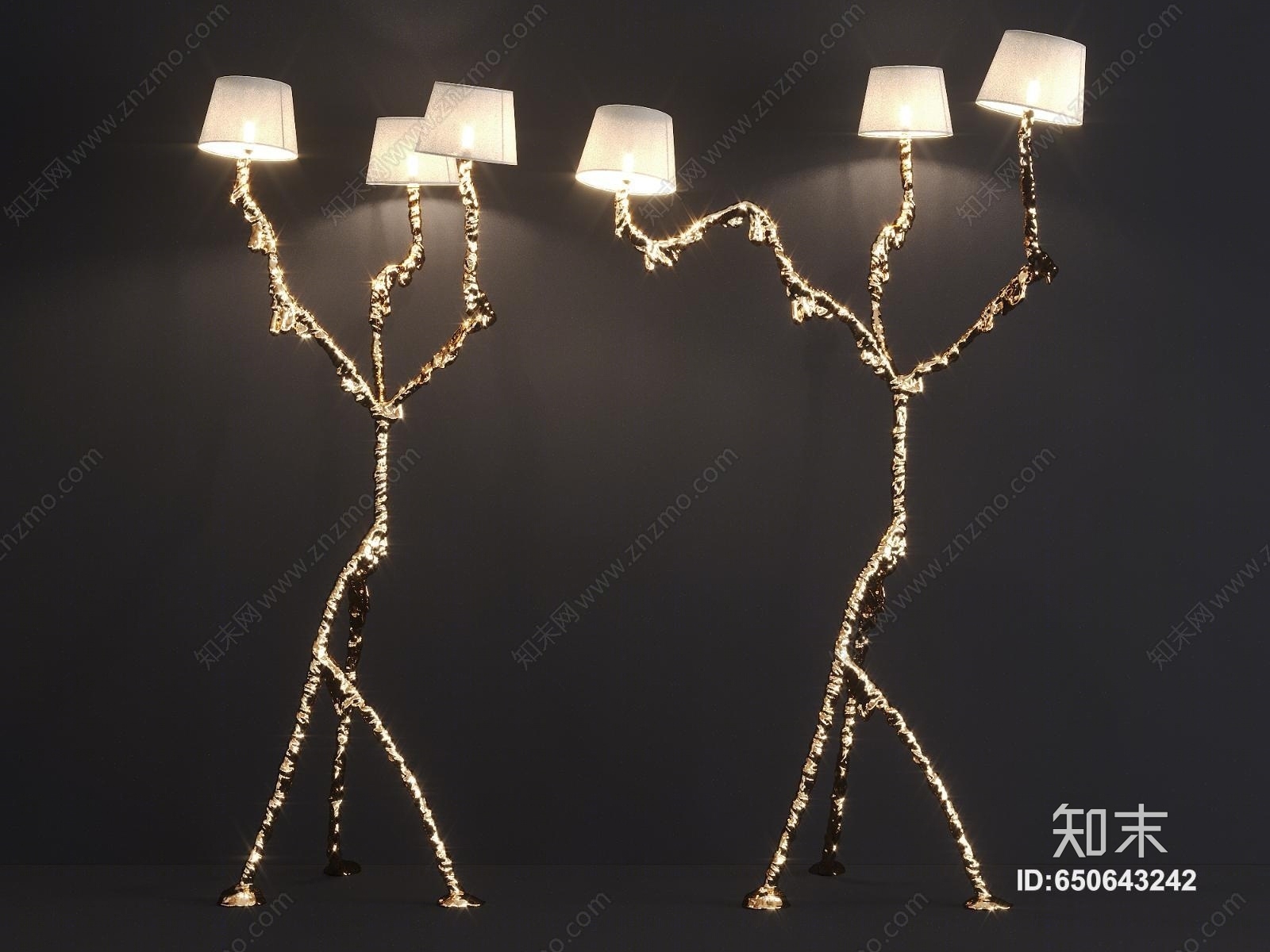 现代树干落地灯3D模型下载【ID:650643242】