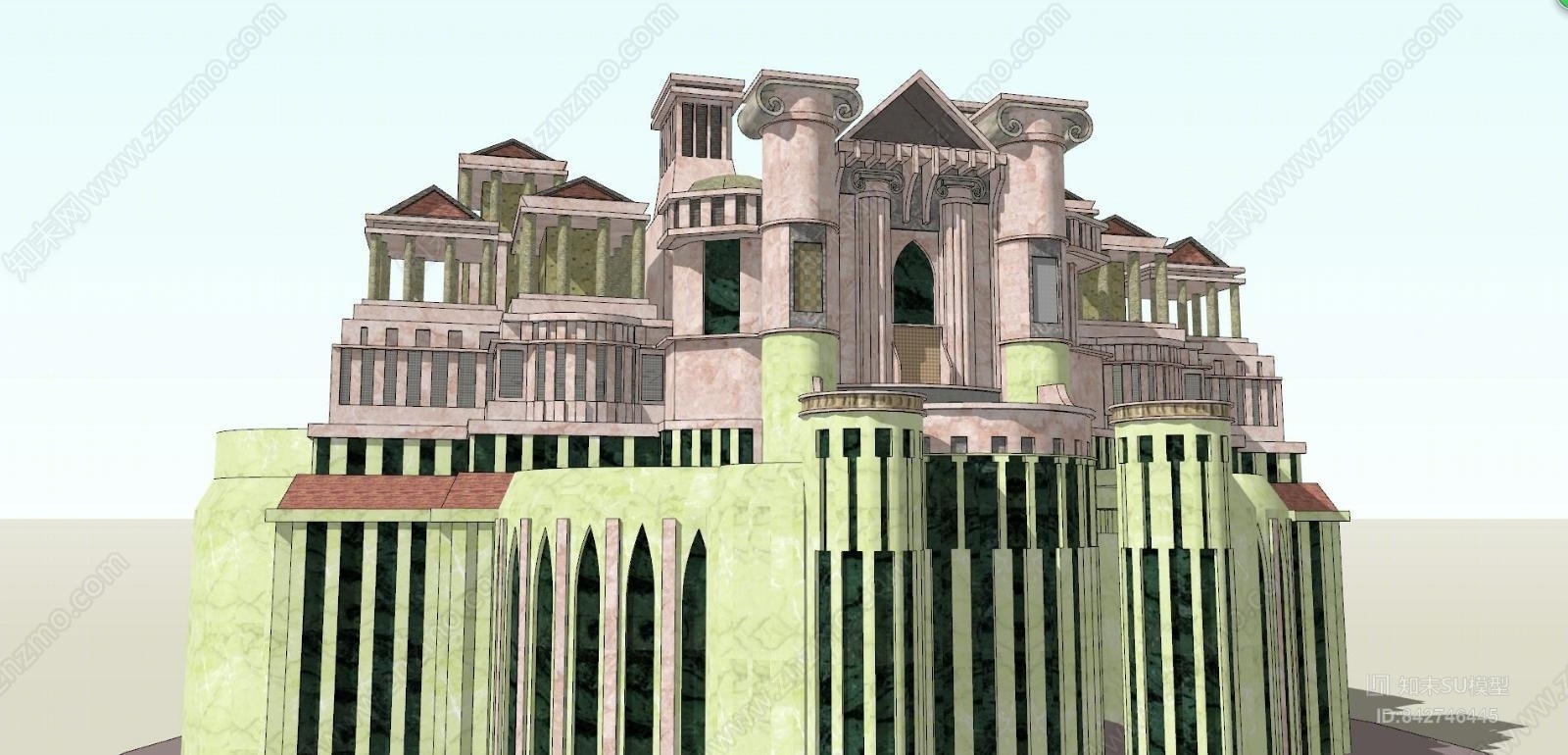 古典风格建筑SU模型草图