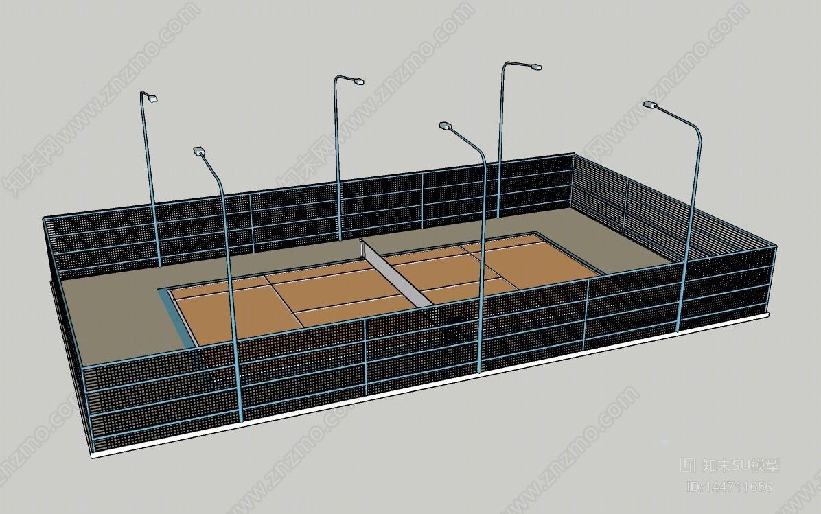 现代排球场地SU模型下载【ID:144711656】