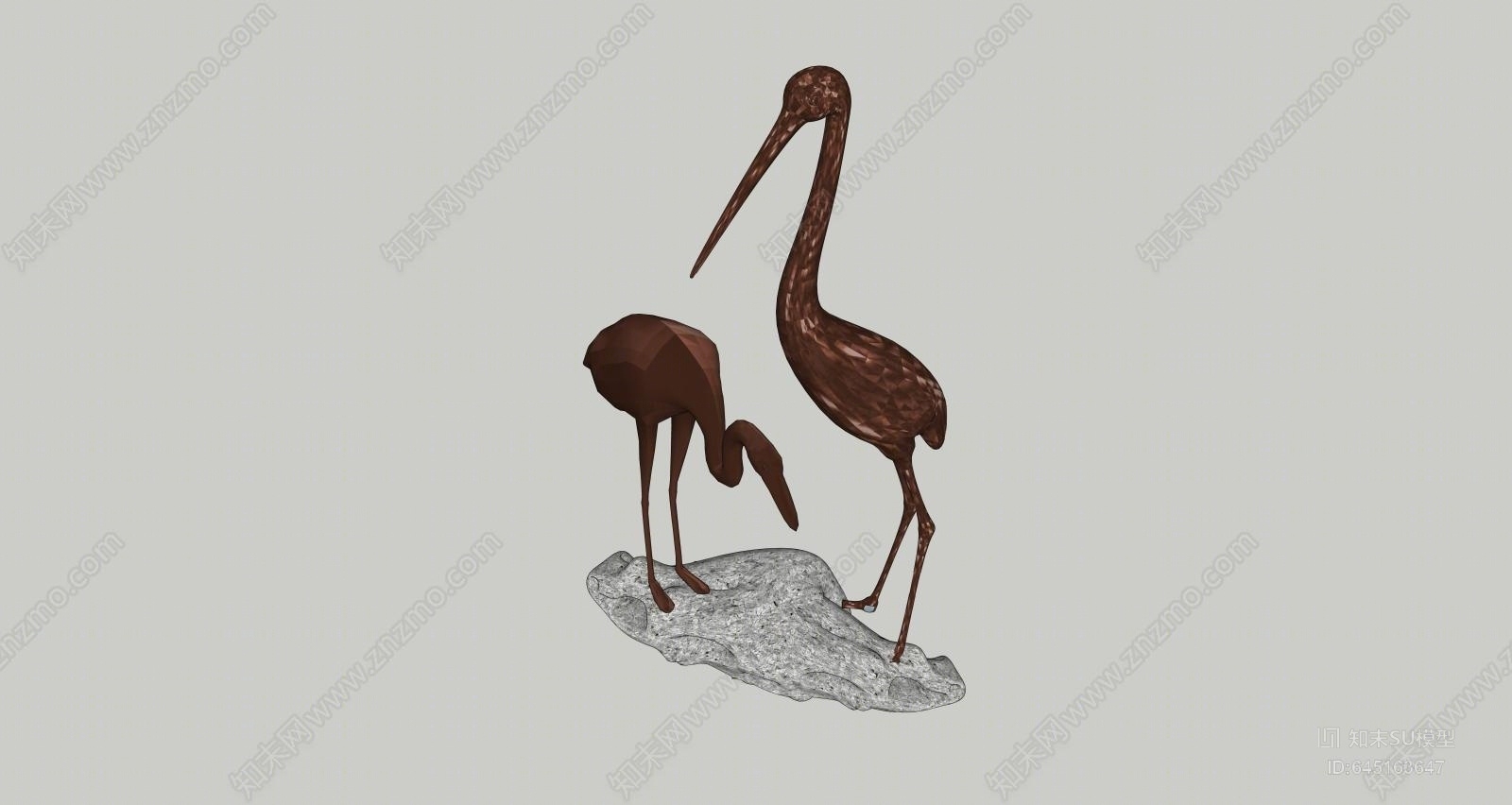 新中式鹤雕塑SU模型下载【ID:645163647】