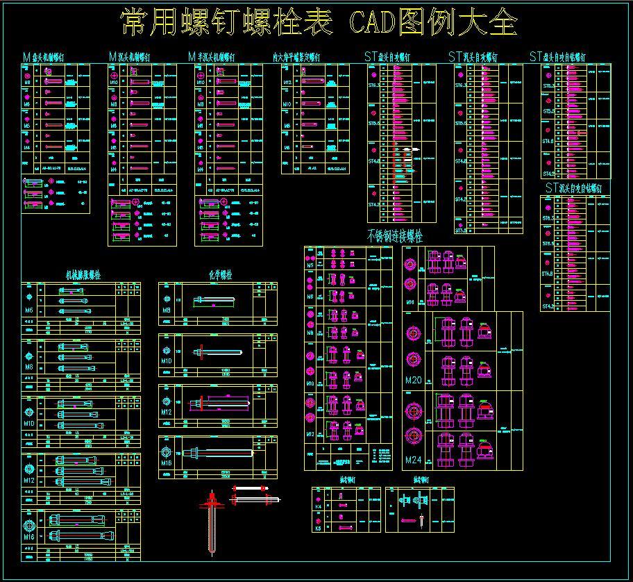 常用螺钉螺栓表施工图下载【ID:926750041】