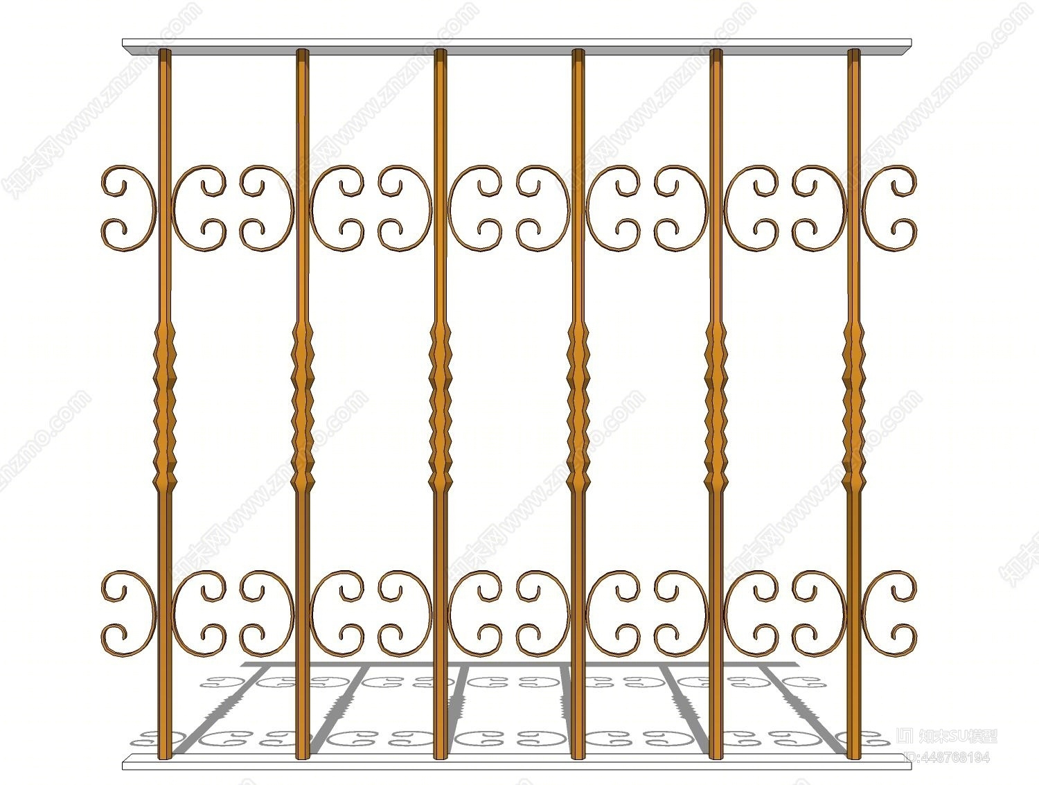 欧式风格铁艺栏杆SU模型下载【ID:448768194】